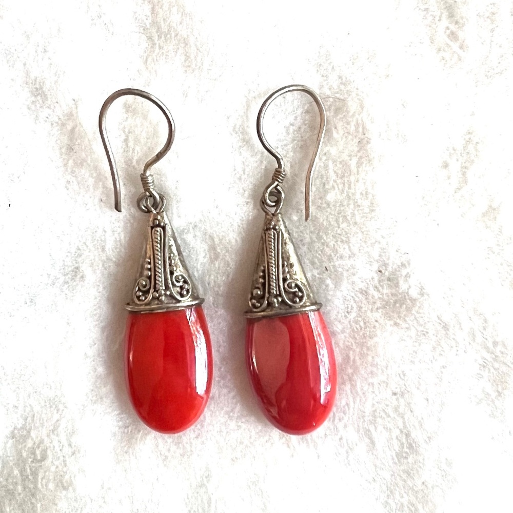 Silver and Red Jasper- Boho Earings